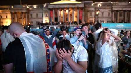 Ticketless fans trying to enter Wembley Stadium