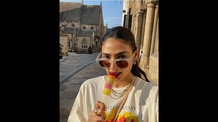 Athiya Shetty enjoys a popsicle