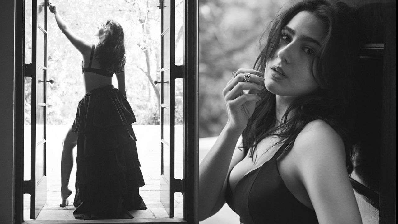 Sara Ali Khan Is Hotness Overloaded In Black Bra And Thigh High Slit Skirt Stuns Fans With 