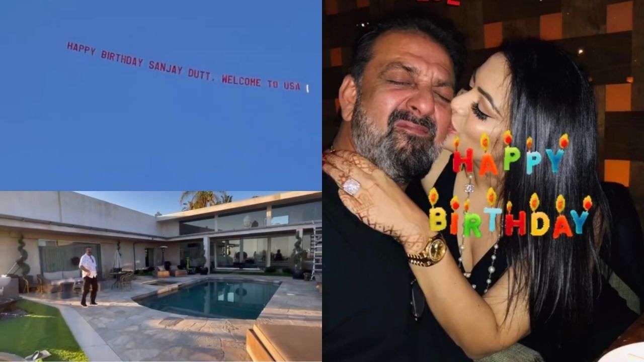 Sanjay Dutt's daughter Trishala Dutt wishes father in a grand way, welcomes him in the US with plane banner