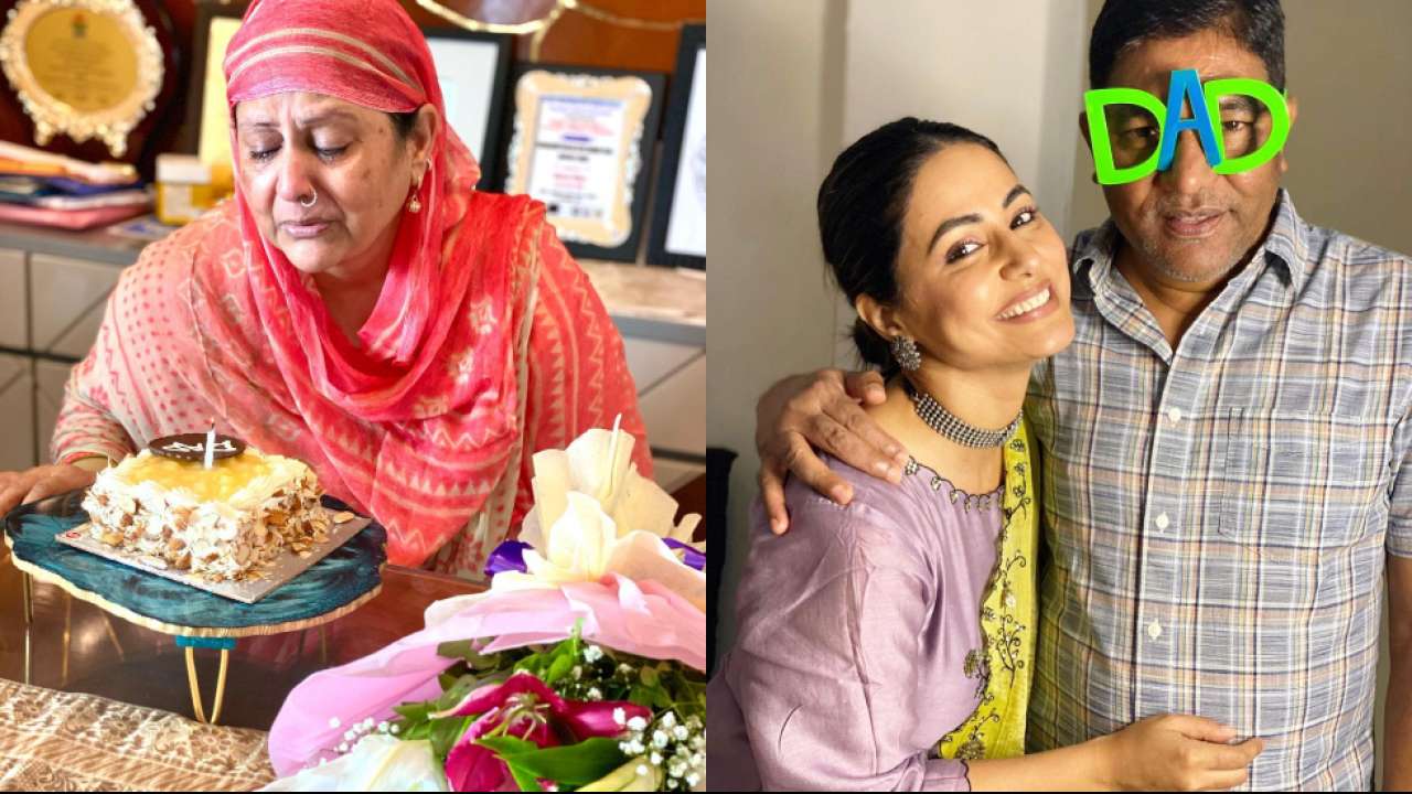 Hina Khan posts heart-breaking videos of ‘sobbing mother’ cutting late dad’s birth anniversary cake
