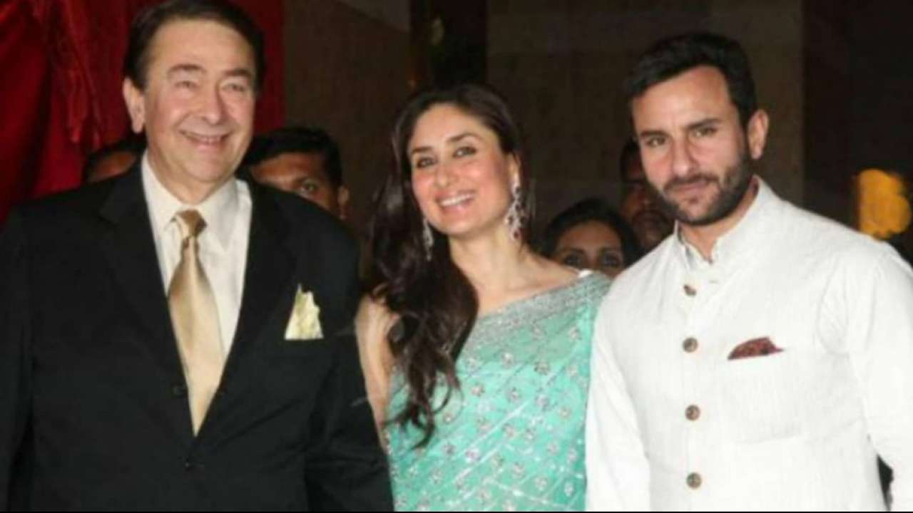 Saif Ali Khan poses with Randhir Kapoor and wife Kareena Kapoor