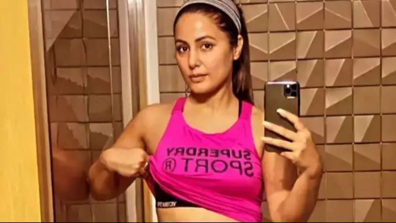 Hina Khan flaunts toned abs in pink sports bra, shares glimpses of her 'work in progress'