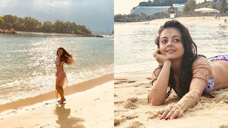 Devoleena Bhattacharjee sizzles in a purple bikini