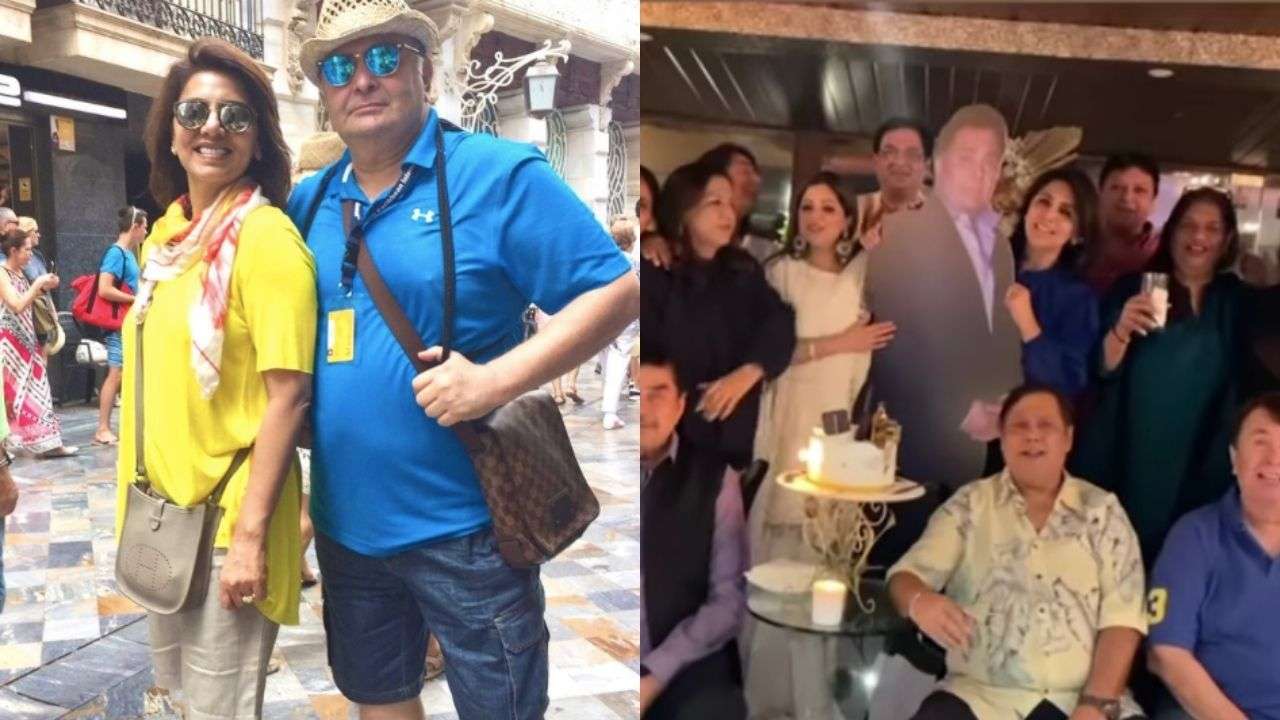 Neetu kapoor celebrates rishi kapoor's birthday with his life-size cut out, extravagant cake - watch