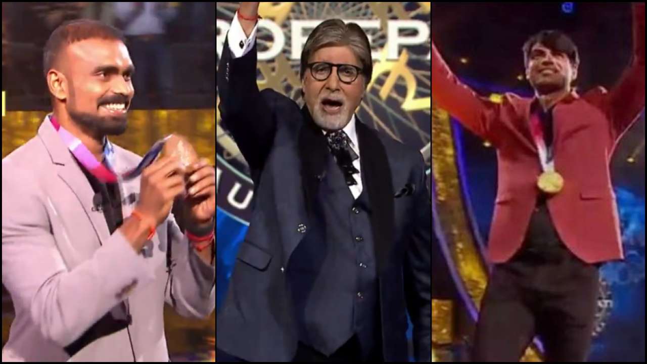 Watch: kaun banega crorepati's amitabh bachchan welcomes olympic champions neeraj chopra, pr sreejesh to hotseat