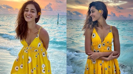 Ananya Panday looks gorgeous in yellow plunging neckline dress
