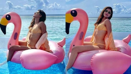 Ananya Panday looks smoking hot in orange bikini