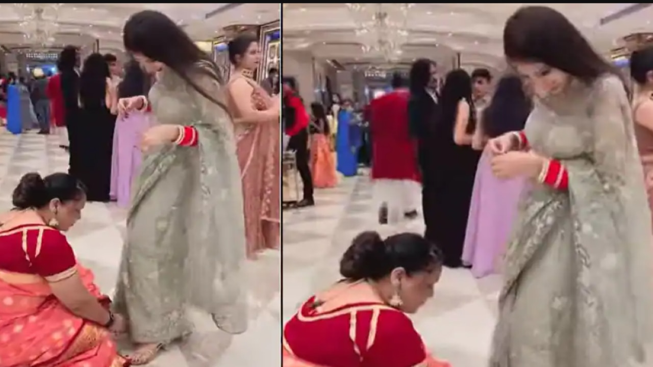 Saas-bahu ka pyaar! Mother-in-law comes to rescue when the bride's saree gives her trouble -watch viral video here
