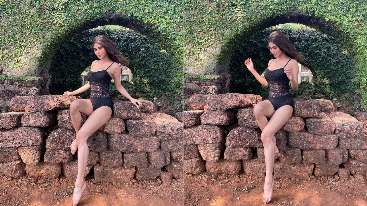 Mouni Roy in a sexy black monokini