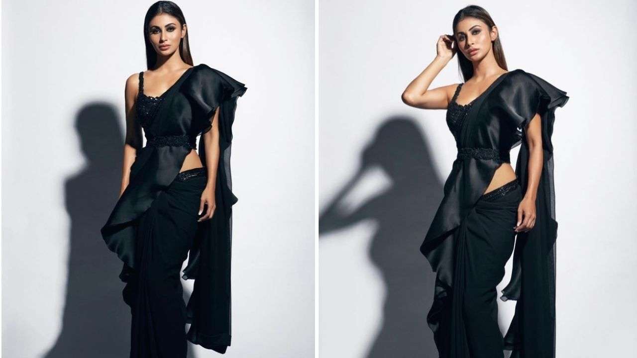 Mouni Roy glams up in black saree