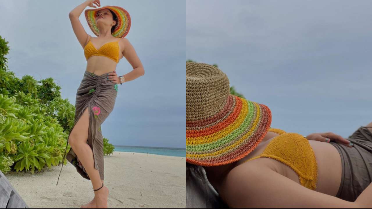 Rubina Dilaik makes heads turn in sexy yellow bikini and thigh-high ...