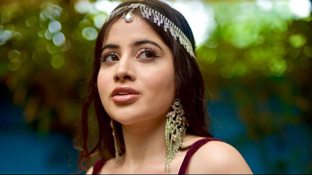 Urfi Javed looks like a diva in maroon velvet bra and long skirt