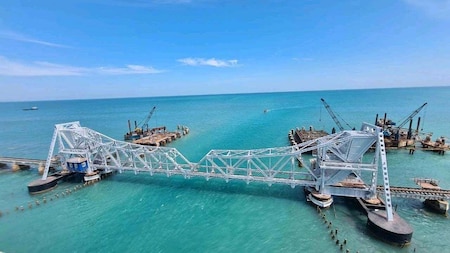 Pamban is 2-km-long sea bridge