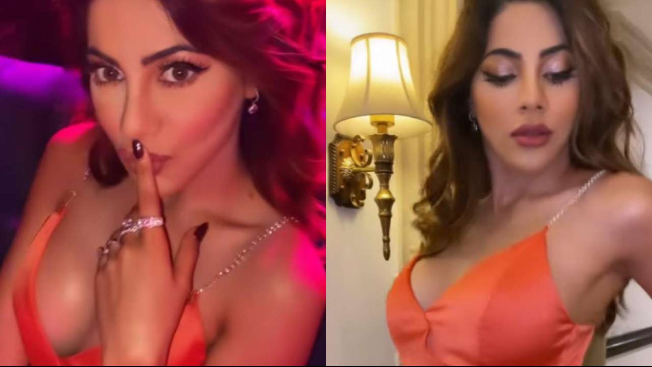 Veera Veera Sexy Video - Nikki Tamboli makes hearts race in sexy orange dress featuring plunging  neckline, WATCH sizzling video