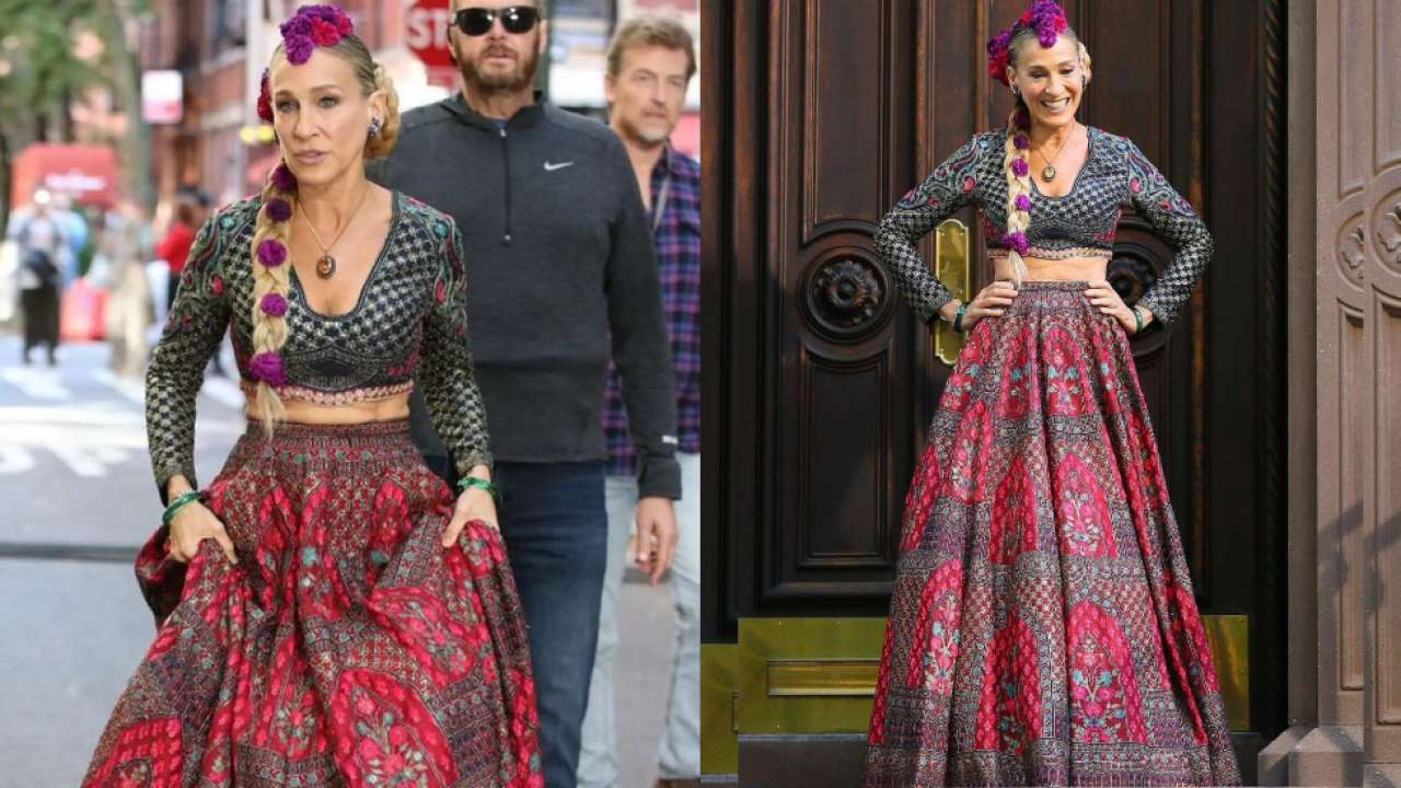 Sex And The City Star Sarah Jessica Parker Wears Beautiful Falguni Shane Peacock Lehenga Photos Go Viral