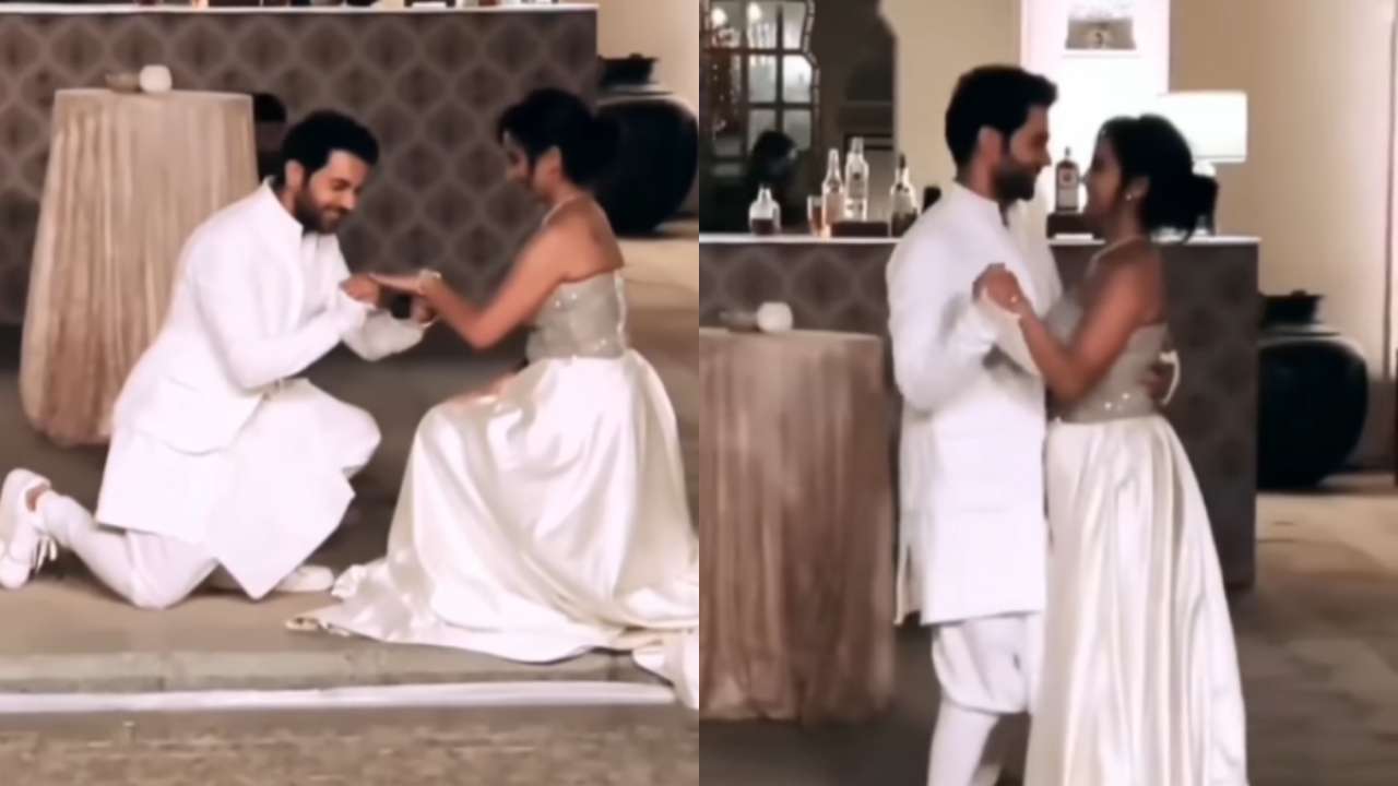WATCH: Rajkumar Rao goes down on one knee with engagement ring and  Patralekhaa's reaction is priceless