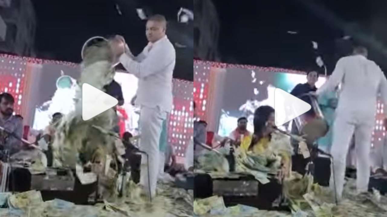 Gujarati singer gets showered with drum full of currency notes WATCH viral video that left