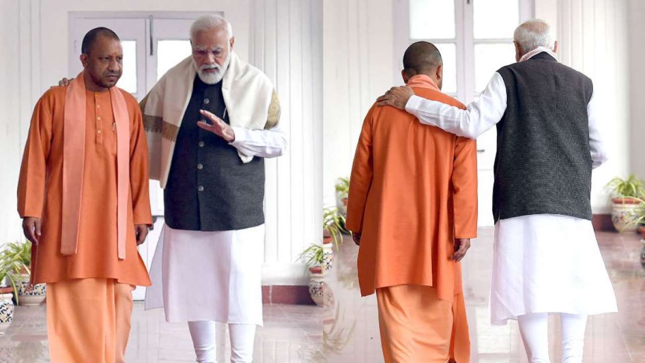 Backed by PM Modi: UP CM Yogi&#39;s photos with PM go viral, spark debates
