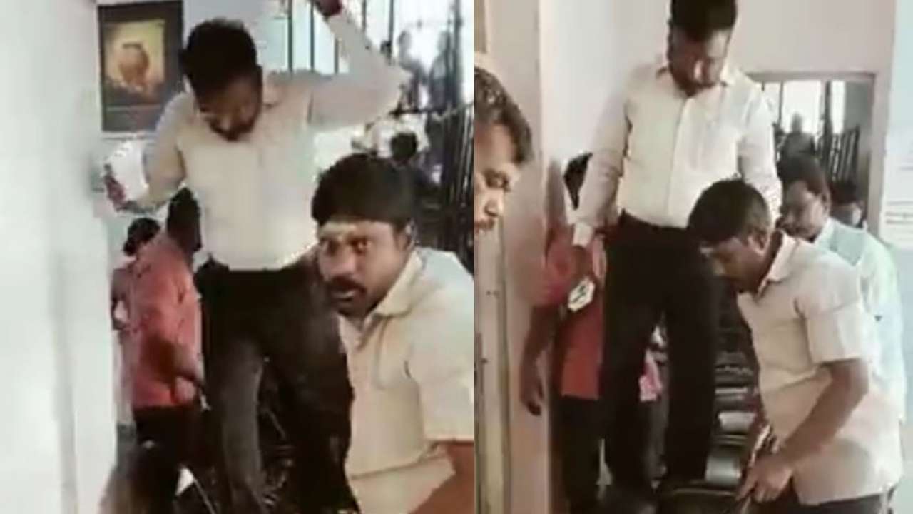 Video: MP refuses to walk on rainwater, users chairs to reach car - watch