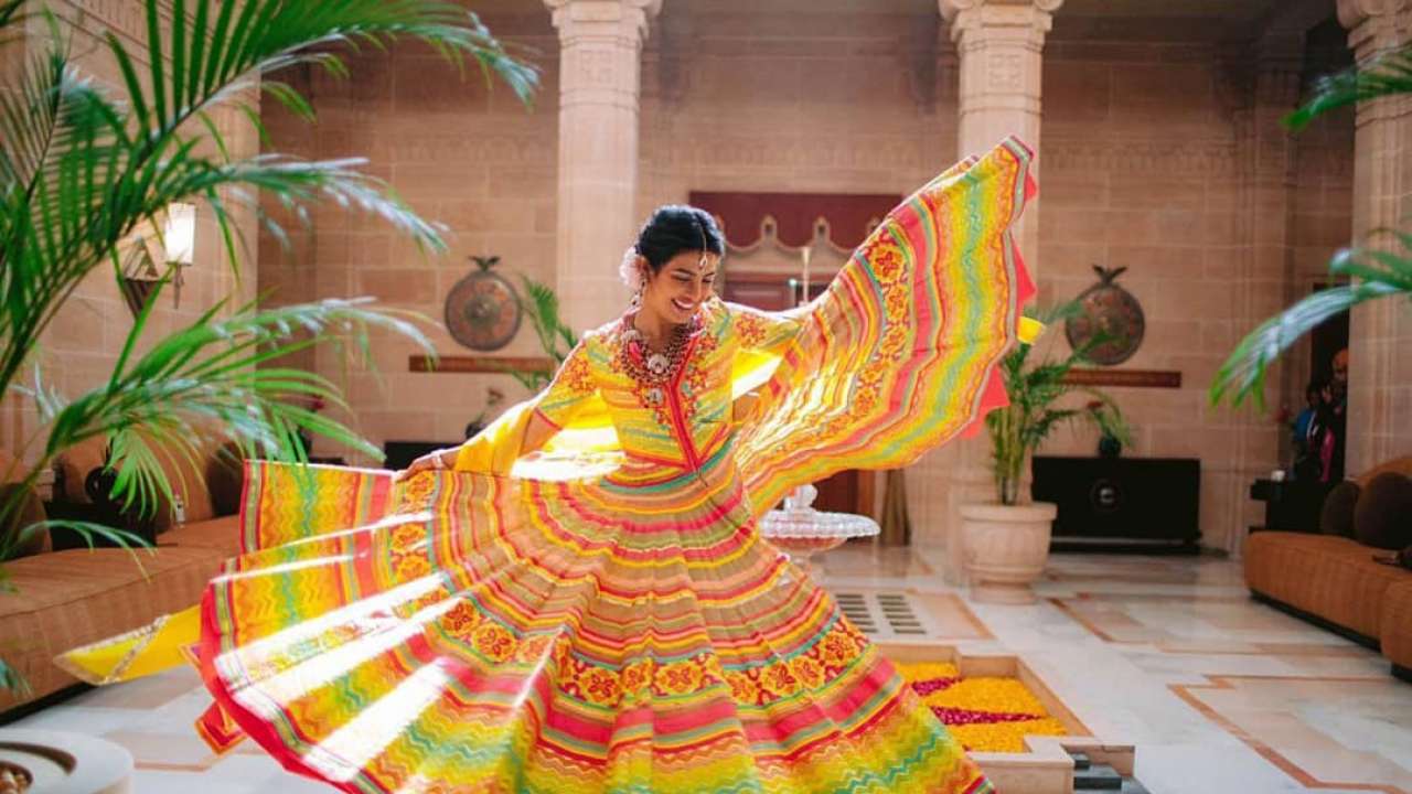 Desi Girl showing her lehenga