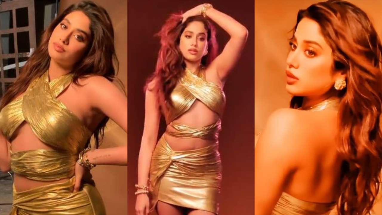 Janhvi Kapoor is hotness overload in sexy golden cut-out dress - watch  viral video