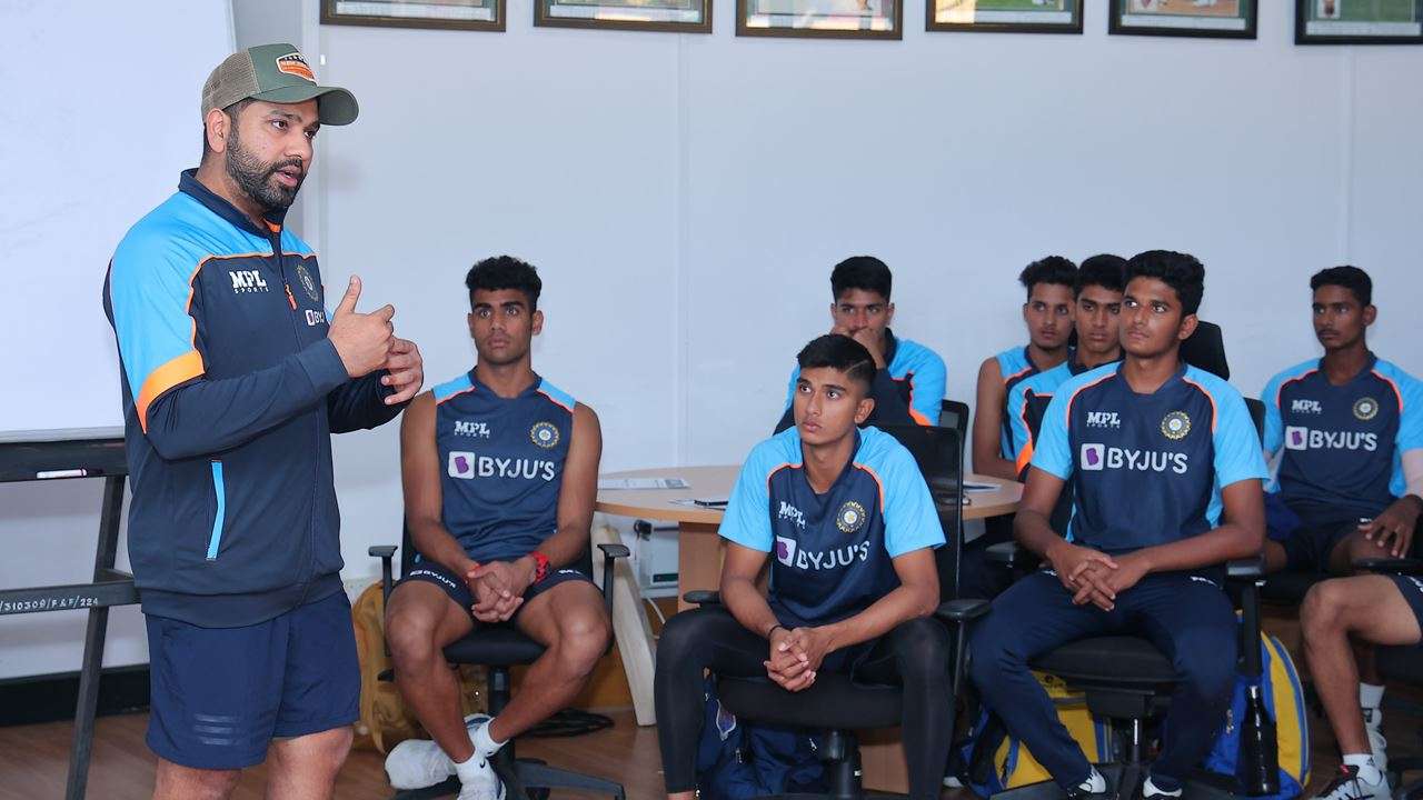 Pics: India’s ODI skipper Rohit Sharma interacts with U19 players at NCA