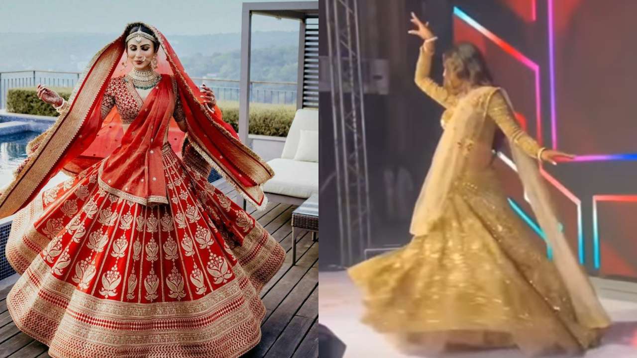 Mouni Roy gives sizzling dance performance on 'Ghar More Pardesiya' at her sangeet night, watch viral video