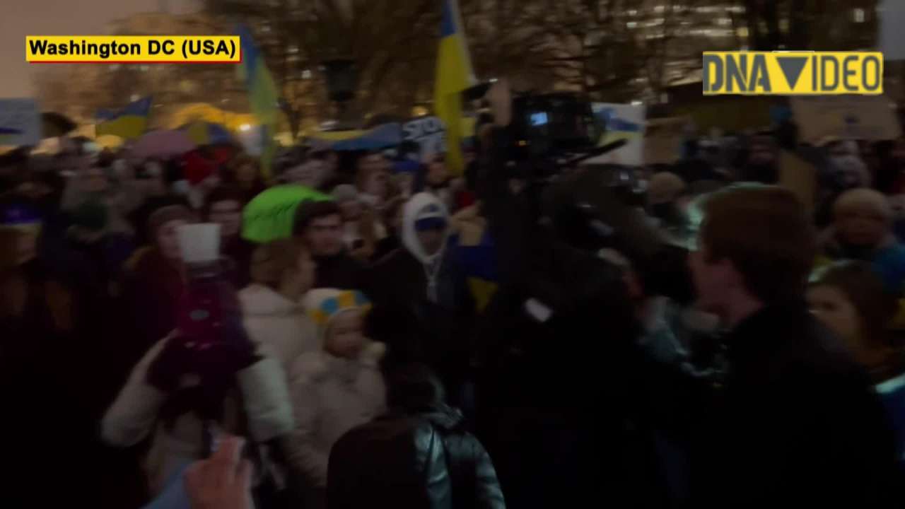 Ukraine Attack: People Hold ‘anti-war’ Protest Outside White House In ...