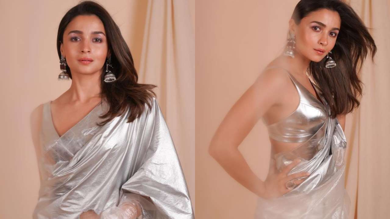 Alia Bhatt Full Open Sex - Alia Bhatt's silver eco-friendly saree at ITA Awards 2022 grabs attention,  pics go viral
