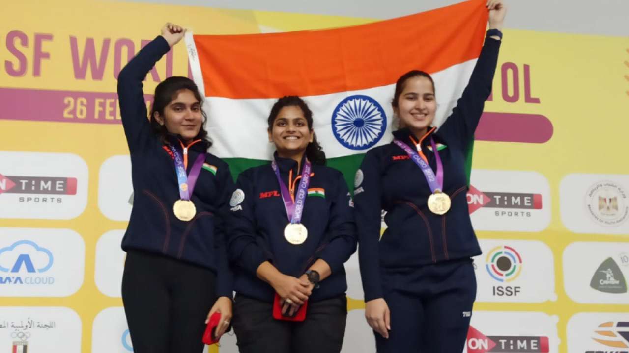 ISSF World Cup 2022: Rahi Sarnobat, Esha Singh, Rhythm Sangwan win India's  third gold in women's 25m pistol team event