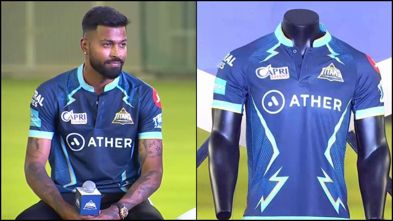 Gujarat Titans Skipper Hardik Pandya Flaunts New IPL 2022 Team Jersey at  Narendra Modi Stadium (View Pics)