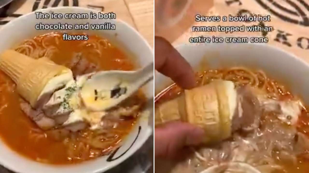 Japanese restaurant serves ramen with miso ice cream, netizens react