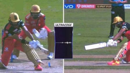 Umpire giving not out despite spike on ultra-edge during PBKS and RCB
