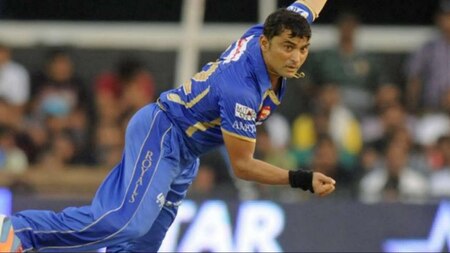 Pravin Tambe bowling for Rajasthan Royals