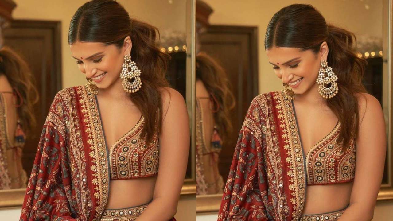 Tara Sutaria in red lehenga