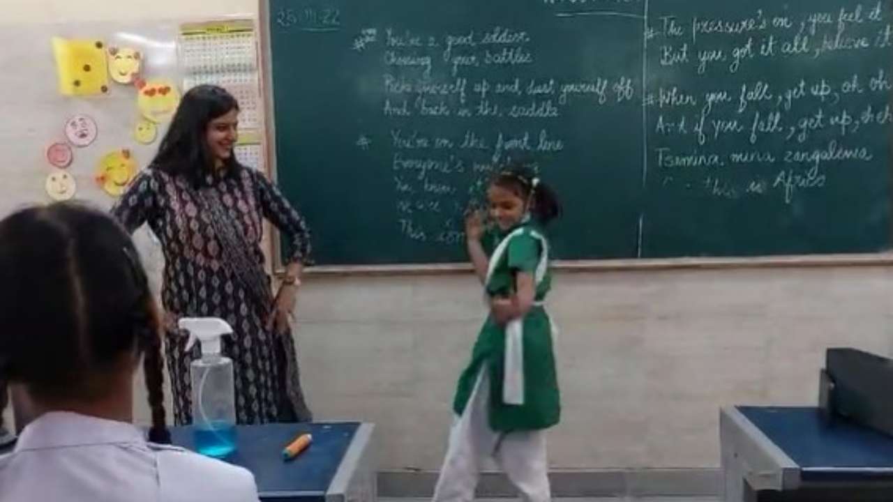 School Teacher Girl Hindi Xxx - Role reversal: Student teaches her English teacher how to perform 'Thumka',  watch video
