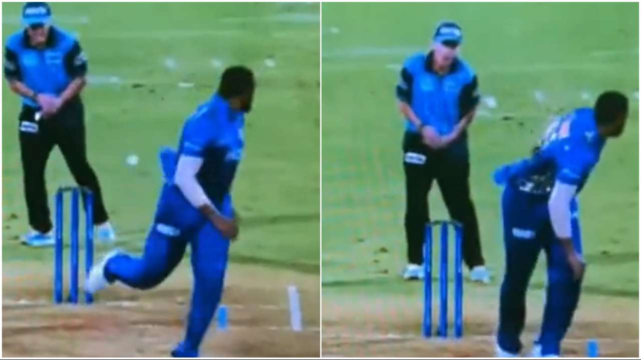 KKR vs MI: Kieron Pollard hits umpire by mistake while bowling, video ...