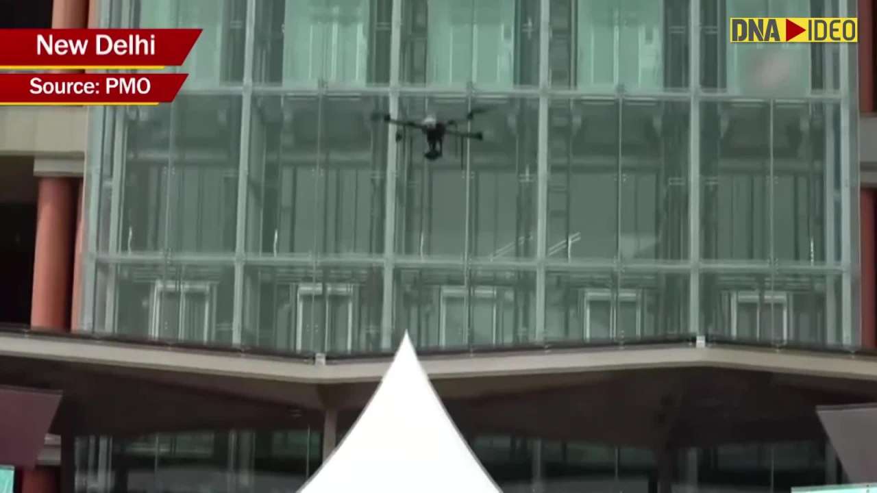 PM Modi flies drone during Bharat Drone Mahotsav 2022