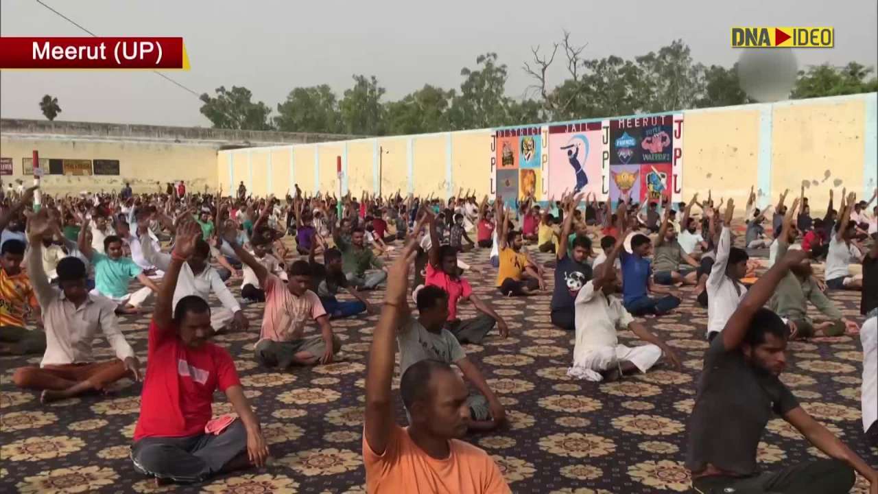 Inmates of Meerut District Jail perform Yoga to keep themselves healthy 