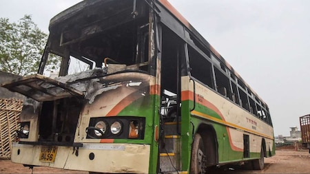 Bus torched in Uttar Pradesh