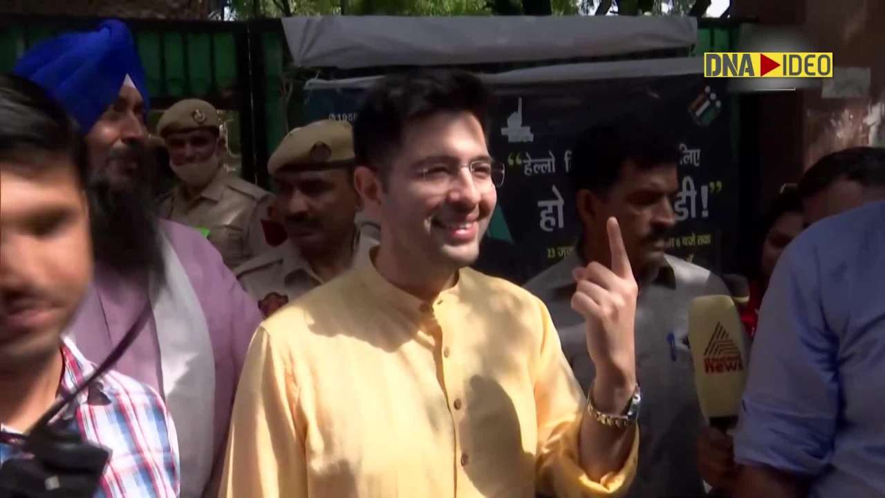 Delhi: AAP leader Raghav Chadha casts vote for Rajinder Nagar Assembly By-poll