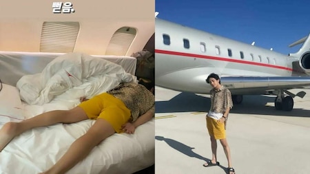 V sleeping in private plane