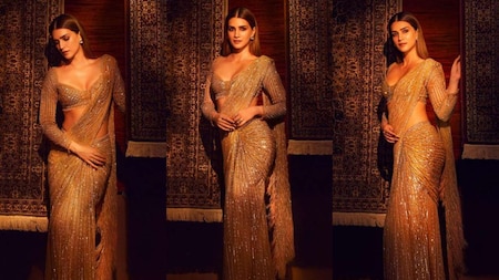 Kriti Sanon's gorgeous golden glittery saree