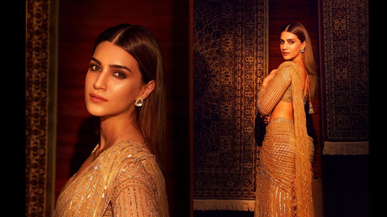 Kriti Sanon golden saree 