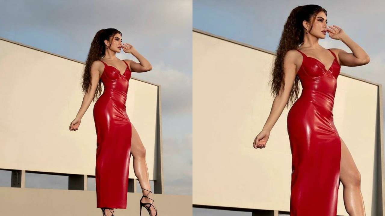 1280px x 720px - Jacqueline Fernandez raises temperature with her sexy photos in slit red  gown
