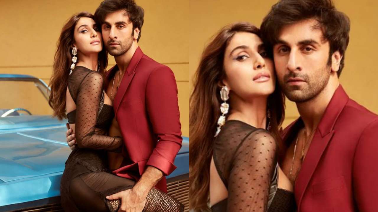 Ranbir Kapoor's maroon suit and Vaani Kapoor's black outfit