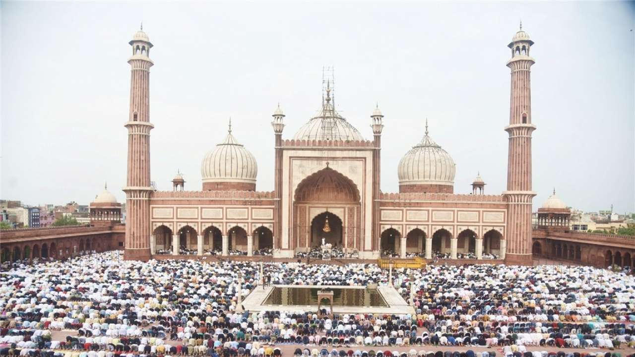 Devotees offer Namaz in Jama Masjid