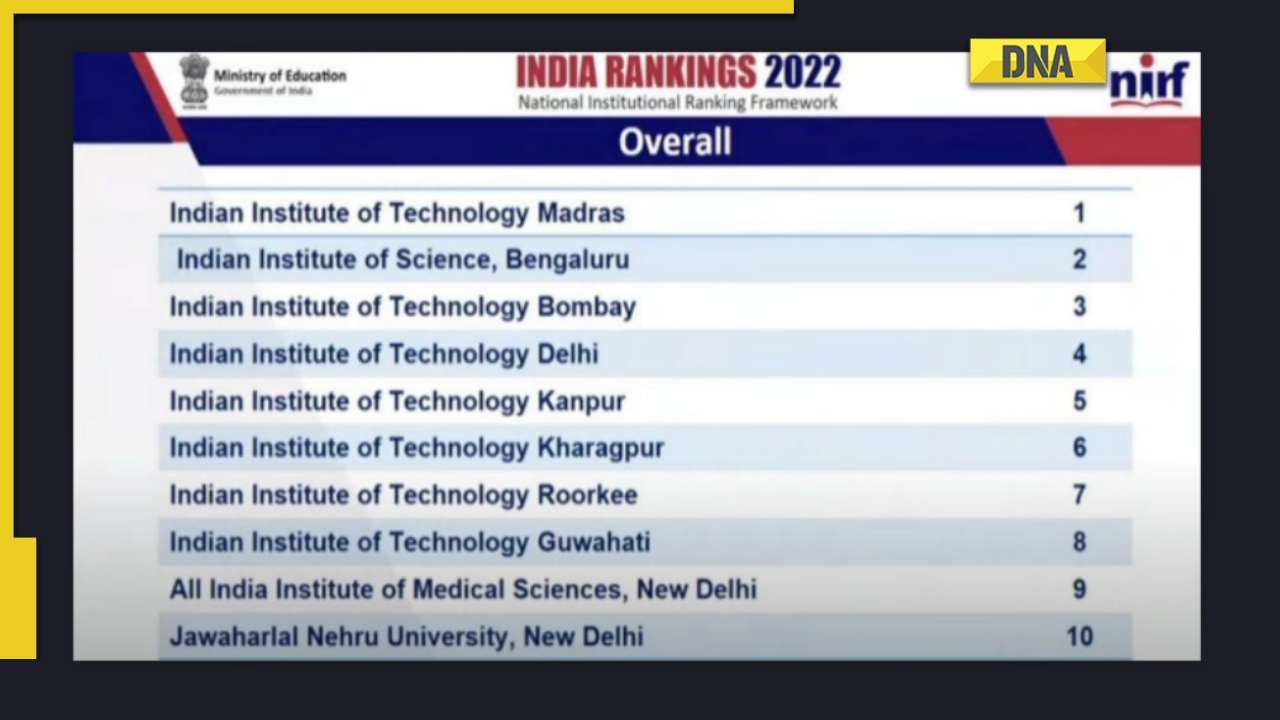 NIRF Ranking 2022 IIT Delhi fourth in list of India's top 10