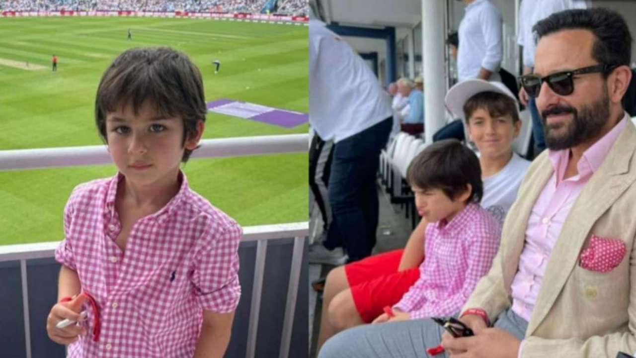 Taimur Ali Khan watches his first cricket match